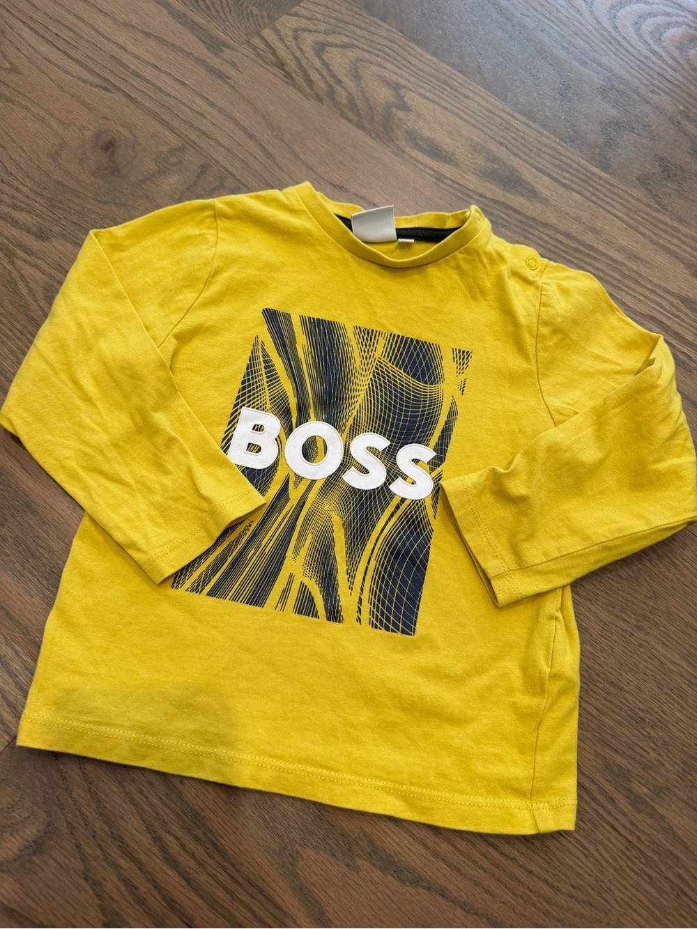 Boss Yellow Long-Sleeve Tee with Navy Graphic